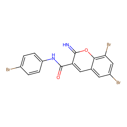 6,8-dibromo-N-(4-bromophenyl)-2-imino-2H-chromene-3-carboxamide structure