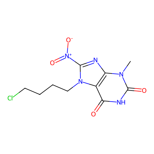 7-(4-chlorobutyl)-3-methyl-8-nitro-1H-purine-2,6(3H,7H)-dione structure