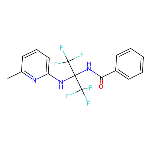 N-[2,2,2-Trifluoro-1-(6-methyl-2-pyridylamino)-1-(trifluoromethyl)ethyl]benzamide structure