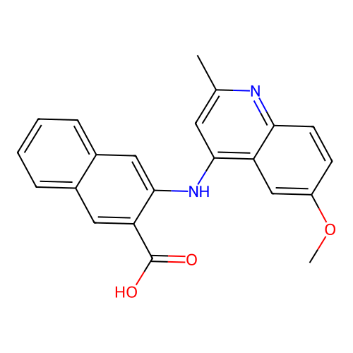 3-[(6-Methoxy-2-methylquinolin-4-yl)amino]naphthalene-2-carboxylic acid structure