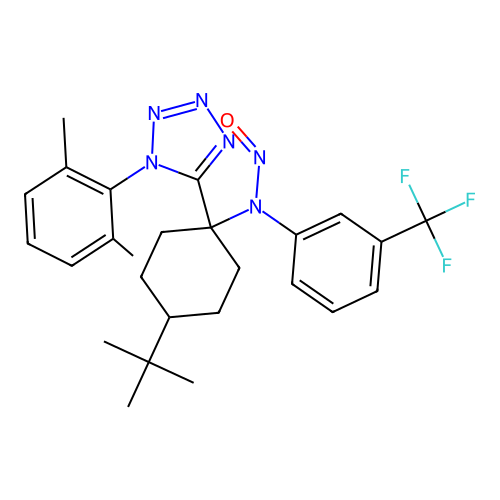 N-(4-(tert-butyl)-1-(1-(2,6-dimethylphenyl)-1H-tetrazol-5-yl)cyclohexyl)-N-(3-(trifluoromethyl)phenyl)nitrous amide structure