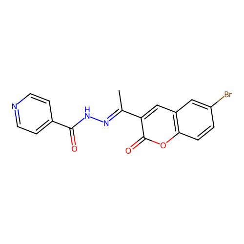 N'-[(1E)-1-(6-bromo-2-oxo-2H-chromen-3-yl)ethylidene]pyridine-4-carbohydrazide structure