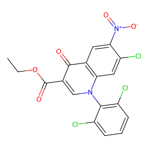 ethyl 7-chloro-1-(2,6-dichlorophenyl)-6-nitro-4-oxo-1,4-dihydroquinoline-3-carboxylate structure