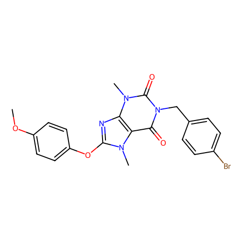 1-(4-bromobenzyl)-8-(4-methoxyphenoxy)-3,7-dimethyl-1H-purine-2,6(3H,7H)-dione structure
