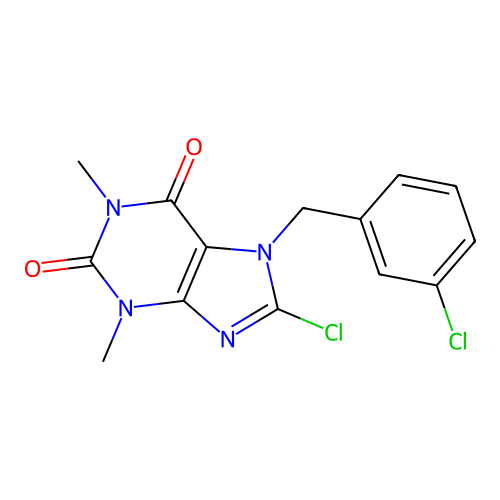 8-Chloro-7-(3-chlorobenzyl)-1,3-dimethyl-3,7-dihydro-1H-purine-2,6-dione structure