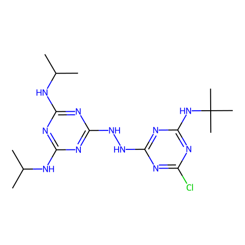 6-(2-(4-(tert-butylamino)-6-chloro-1,3,5-triazin-2-yl)hydrazinyl)-N2,N4-diisopropyl-1,3,5-triazine-2,4-diamine structure