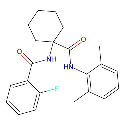 N-(1-((2,6-dimethylphenyl)carbamoyl)cyclohexyl)-2-fluorobenzamide structure
