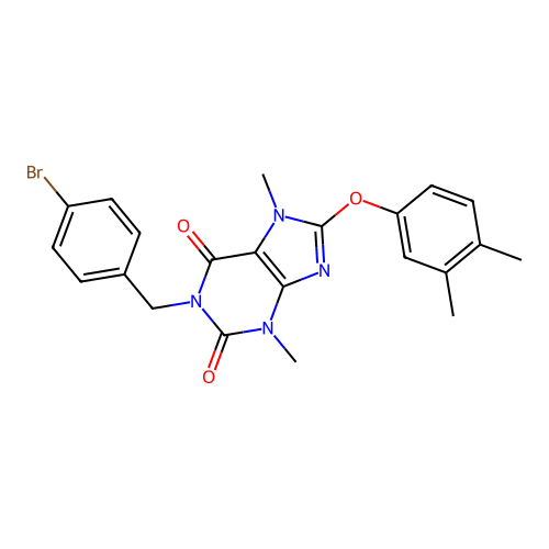 1-(4-bromobenzyl)-8-(3,4-dimethylphenoxy)-3,7-dimethyl-1H-purine-2,6(3H,7H)-dione structure