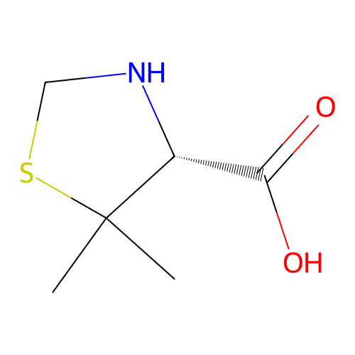 5,5-dimethylthiazolidine-4-carboxylic acid, (R)- structure