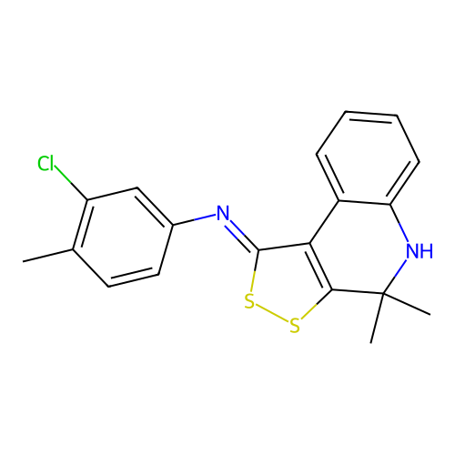 (Z)-3-chloro-N-(4,4-dimethyl-4,5-dihydro-1H-[1,2]dithiolo[3,4-c]quinolin-1-ylidene)-4-methylaniline structure