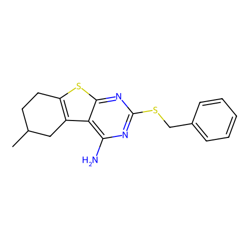 2-(benzylsulfanyl)-6-methyl-5,6,7,8-tetrahydro[1]benzothieno[2,3-d]pyrimidin-4-amine structure