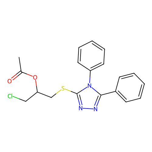 1-chloro-3-[(4,5-diphenyl-4H-1,2,4-triazol-3-yl)sulfanyl]propan-2-yl acetate structure
