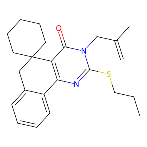 3-(2-methylallyl)-2-(propylthio)-3H-spiro[benzo[h]quinazoline-5,1'-cyclohexan]-4(6H)-one structure