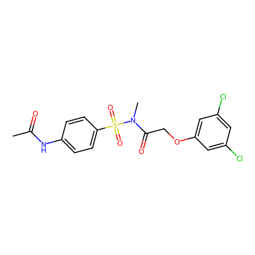 N-((4-acetamidophenyl)sulfonyl)-2-(3,5-dichlorophenoxy)-N-methylacetamide structure