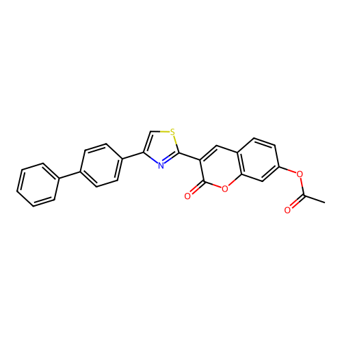 3-[4-(biphenyl-4-yl)-1,3-thiazol-2-yl]-2-oxo-2H-chromen-7-yl acetate structure