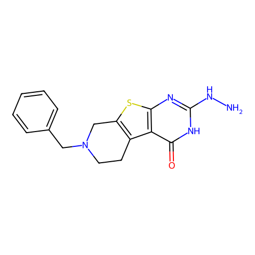 7-benzyl-2-hydrazinyl-5,6,7,8-tetrahydropyrido[4',3':4,5]thieno[2,3-d]pyrimidin-4(3H)-one structure