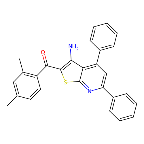 (3-Amino-4,6-diphenylthieno[2,3-b]pyridin-2-yl)(2,4-dimethylphenyl)methanone structure