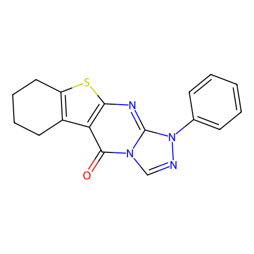 1-phenyl-6,7,8,9-tetrahydro[1]benzothieno[2,3-d][1,2,4]triazolo[4,3-a]pyrimidin-5(1H)-one structure