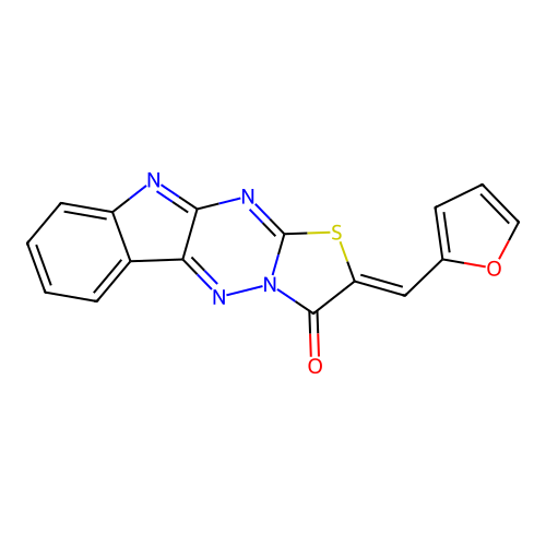 (Z)-2-(furan-2-ylmethylene)thiazolo[3',2':2,3][1,2,4]triazino[5,6-b]indol-3(2H)-one structure