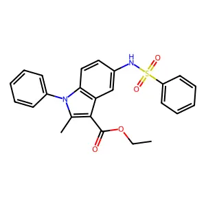 ethyl 2-methyl-1-phenyl-5-[(phenylsulfonyl)amino]-1H-indole-3-carboxylate structure