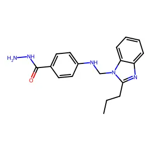 Benzoic acid, p-((2-propylbenzimidazol-1-ylmethyl)amino)-, hydrazide structure