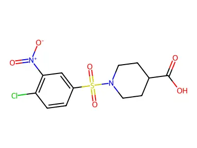 1-[(4-Chloro-3-nitrophenyl)sulfonyl]-4-piperidinecarboxylic acid structure