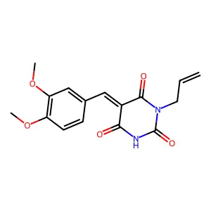 (5Z)-5-[(3,4-dimethoxyphenyl)methylidene]-1-prop-2-enyl-1,3-diazinane-2,4,6-trione structure