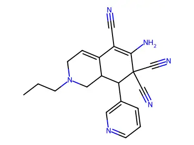 6-amino-2-propyl-8-pyridin-3-yl-1,3,8,8a-tetrahydroisoquinoline-5,7,7-tricarbonitrile structure