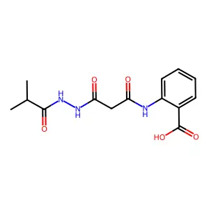 2-({3-[2-(2-Methylpropanoyl)hydrazinyl]-3-oxopropanoyl}amino)benzoic acid structure