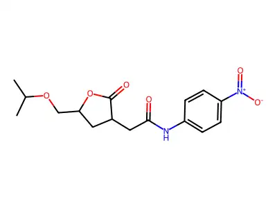 N-(4-nitrophenyl)-2-[2-oxo-5-(propan-2-yloxymethyl)oxolan-3-yl]acetamide structure