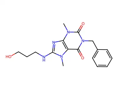 1-benzyl-8-((3-hydroxypropyl)amino)-3,7-dimethyl-1H-purine-2,6(3H,7H)-dione structure