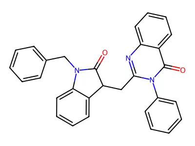 2-[(1-benzyl-2-oxo-3H-indol-3-yl)methyl]-3-phenylquinazolin-4-one structure