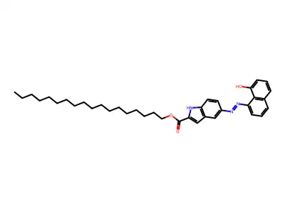 (E)-octadecyl 5-((8-hydroxynaphthalen-1-yl)diazenyl)-1H-indole-2-carboxylate structure