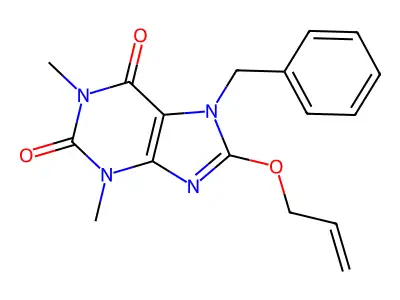7-Benzyl-1,3-dimethyl-8-prop-2-enoxypurine-2,6-dione structure