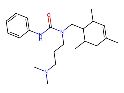 1-[3-(dimethylamino)propyl]-3-phenyl-1-[(2,4,6-trimethylcyclohex-3-en-1-yl)methyl]urea structure