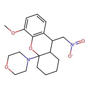 4-[5-Methoxy-9-(nitromethyl)-1,2,3,4,9,9a-hexahydroxanthen-4a-yl]morpholine structure