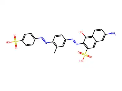 7-Amino-4-hydroxy-3-((3-methyl-4-((4-sulphophenyl)azo)phenyl)azo)naphthalene-2-sulphonic acid structure