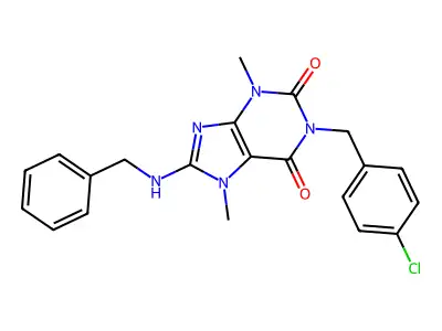 8-(benzylamino)-1-(4-chlorobenzyl)-3,7-dimethyl-1H-purine-2,6(3H,7H)-dione structure
