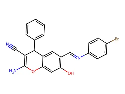 (6E)-2-amino-6-[(4-bromoanilino)methylidene]-7-oxo-4-phenyl-4H-chromene-3-carbonitrile structure
