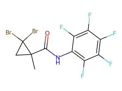 2,2-dibromo-1-methyl-N-(2,3,4,5,6-pentafluorophenyl)cyclopropane-1-carboxamide structure