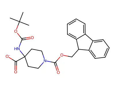 4-(Boc-amino)-1-Fmoc-piperdine-4-carboxylic acid structure