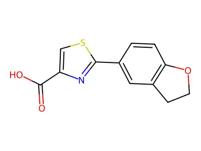 2-(2,3-Dihydro-1-benzofuran-5-yl)-1,3-thiazole-4-carboxylic acid structure