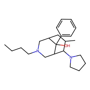 3-Azabicyclo(3.3.1)nonan-9-ol, 3-butyl-7-methyl-9-phenyl-6-(1-pyrrolidinyl)- structure