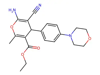 ethyl 6-amino-5-cyano-2-methyl-4-[4-(morpholin-4-yl)phenyl]-4H-pyran-3-carboxylate structure
