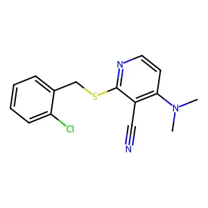 2-[(2-Chlorophenyl)methylsulfanyl]-4-(dimethylamino)pyridine-3-carbonitrile structure