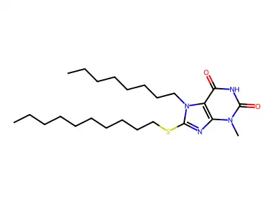 8-(decylsulfanyl)-3-methyl-7-octyl-3,7-dihydro-1H-purine-2,6-dione structure