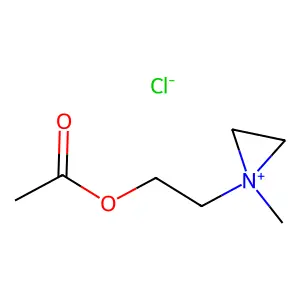 Aziridinium, 1-(2-(acetyloxy)ethyl)-1-methyl-, chloride (1:1) structure