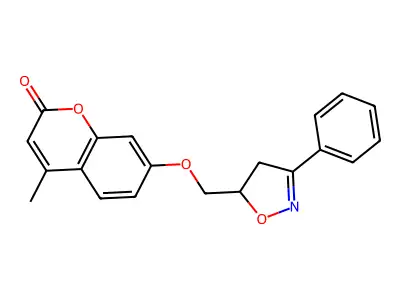 4-methyl-7-[(3-phenyl-4,5-dihydro-1,2-oxazol-5-yl)methoxy]-2H-chromen-2-one structure