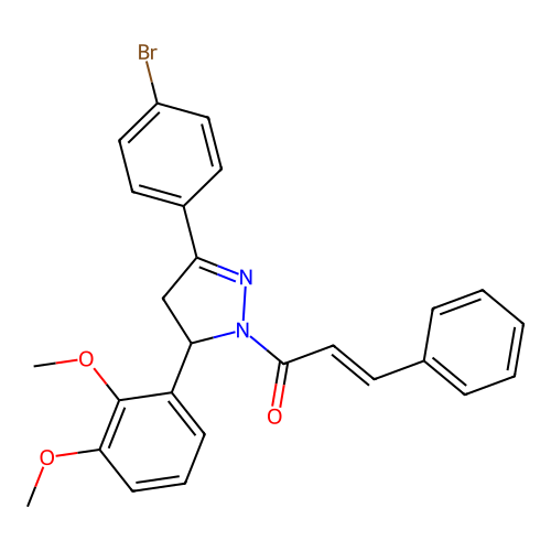 (2E)-1-[3-(4-bromophenyl)-5-(2,3-dimethoxyphenyl)-4,5-dihydro-1H-pyrazol-1-yl]-3-phenylprop-2-en-1-one structure