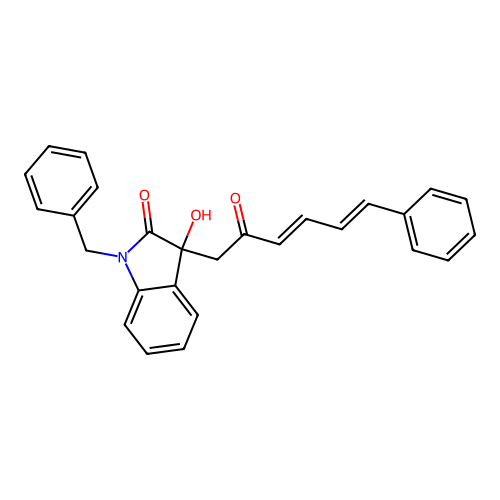 1-benzyl-3-hydroxy-3-[(3E,5E)-2-oxo-6-phenylhexa-3,5-dien-1-yl]-1,3-dihydro-2H-indol-2-one structure